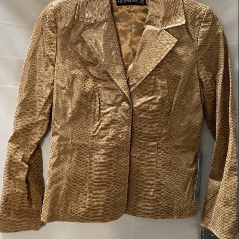 Pamela McCoy Brown Snake Print Blazer